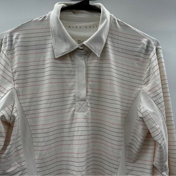 Nike Golf White Multicolor Pinstripe Long Sleeve Collared Button Jacket Size M - Picture 2 of 8